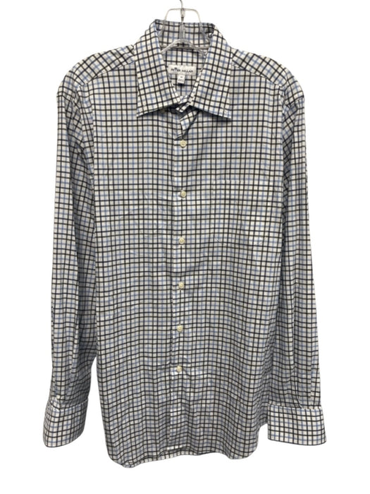 Peter Millar Size M White & Multi Synthetic Grid Button Up Long Sleeve Shirt White & Multi / M