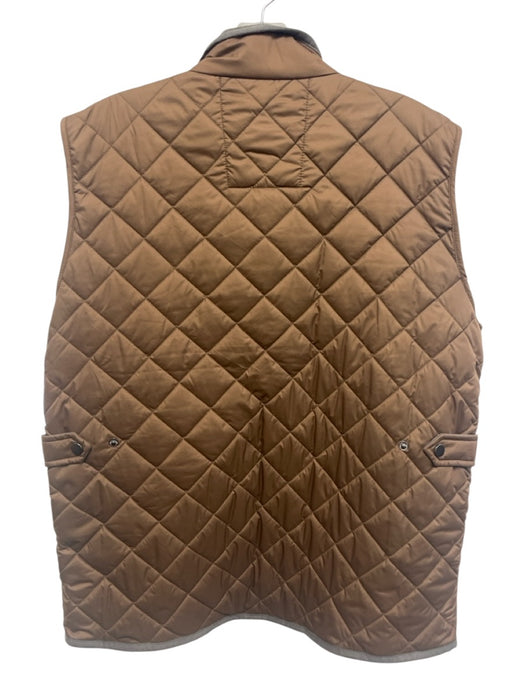 Peter Millar Size M Brown Synthetic Quilted Vest Outdoor Men's Jacket Brown / M