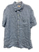 Faherty Size XL Blue Linen Blend Solid Button Up Men's Short Sleeve Blue / XL