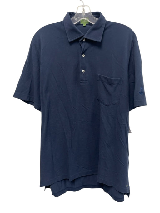 Sid Mashburn Size XL Navy Cotton Solid Polo front pocket Men's Short Sleeve Navy / XL