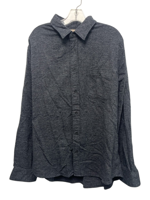 Faherty Size XL Dark Gray Cotton Blend Solid Button Up Men's Long Sleeve Shirt Dark Gray / XL