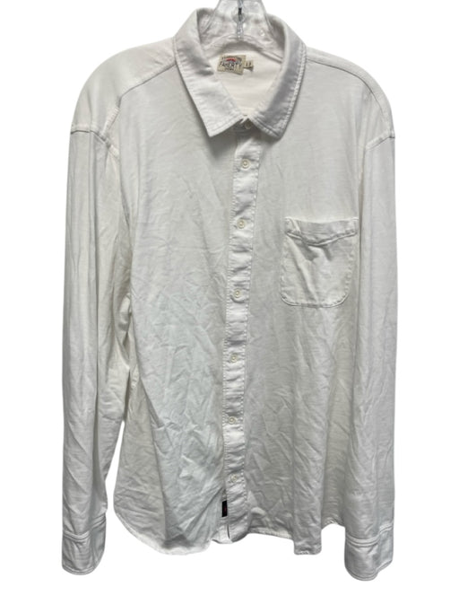 Faherty Size XL White Cotton Heathered Button up Men's Long Sleeve Shirt White / XL