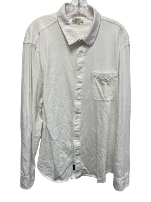 Faherty Size XL White Cotton Heathered Button up Men's Long Sleeve Shirt White / XL