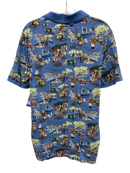 Polo Size L Blue & Beige Cotton Bears Polo Men's Short Sleeve Blue & Beige / L