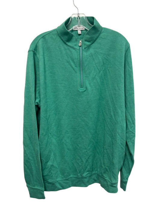 Peter Millar Size L Green Cotton Solid Sweatshirt Quarter Zip Long Sleeve Shirt Green / L