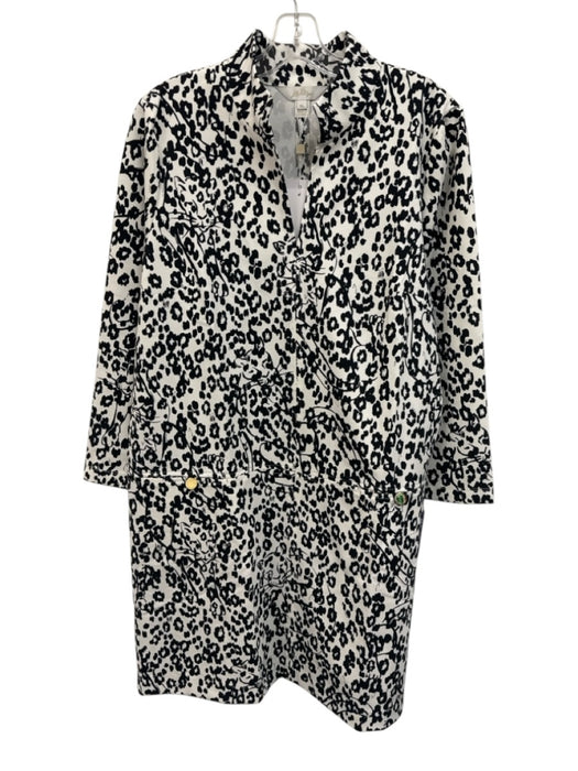 Lilly Pulitzer Size XL Black & White Nylon Blend Long Sleeve Floral Dress Black & White / XL