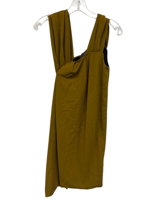 Fendi Size 42 Yellow Brown Wool Blend Sleeveless Pleated Below Knee Dress Yellow Brown / 42