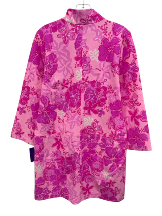 Lilly Pulitzer Size Medium Pink & White Nylon Blend Long Sleeve Floral Dress Pink & White / Medium