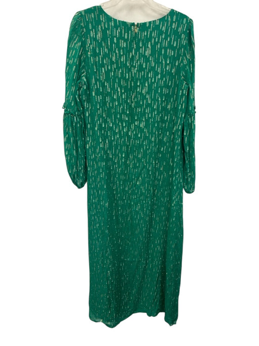Lilly Pulitzer Size 12 Green & Gold Viscose Blend Long Sleeve V Neck Dress Green & Gold / 12