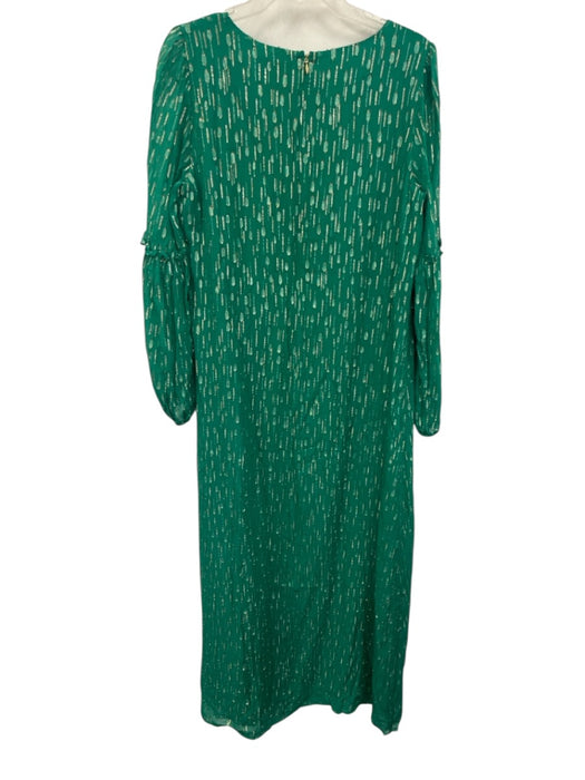 Lilly Pulitzer Size 12 Green & Gold Viscose Blend Long Sleeve V Neck Dress Green & Gold / 12