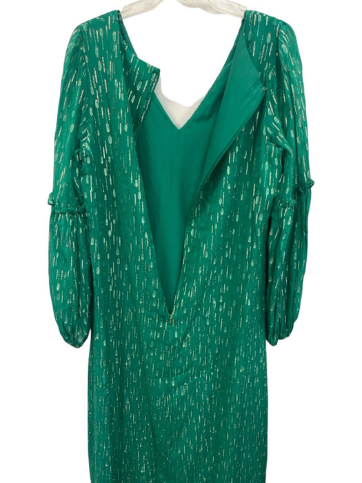 Lilly Pulitzer Size 12 Green & Gold Viscose Blend Long Sleeve V Neck Dress Green & Gold / 12