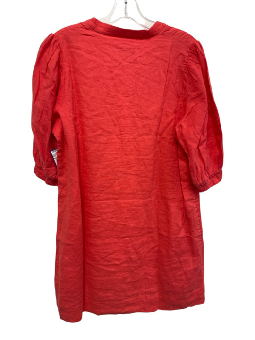 Lilly Pulitzer Size 8 Orange Red Linen Half Sleeve Surplice Pockets Dress Orange Red / 8