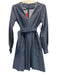 Kayce Hughes Size 4 Dark Wash Cotton Denim Long Sleeve V Neck Piping Dress Dark Wash / 4