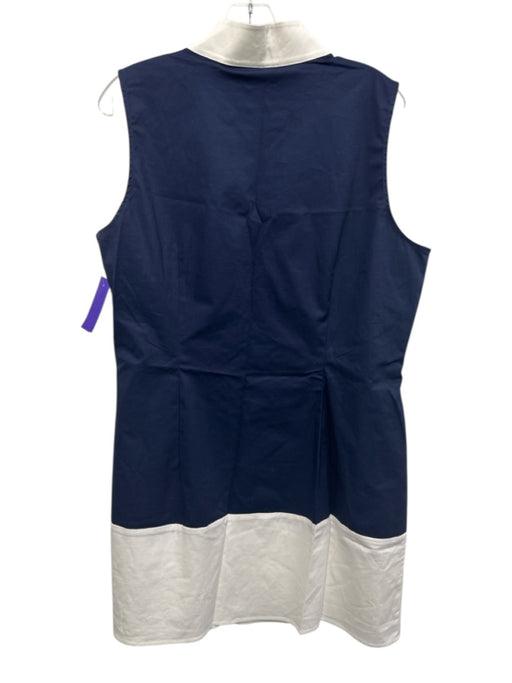 Sail To Sable Size XL Navy Blue & White Cotton Blend Sleeveless V Neck Dress Navy Blue & White / XL