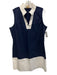 Sail To Sable Size XL Navy Blue & White Cotton Blend Sleeveless V Neck Dress Navy Blue & White / XL