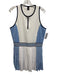 Greyson Size Large Blue & White Polyester Blend Sleeveless Striped Pleated Dress Blue & White / Large