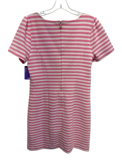 Lilly Pulitzer Size 10 Pink & White Cotton Blend Short Sleeve Striped Dress Pink & White / 10