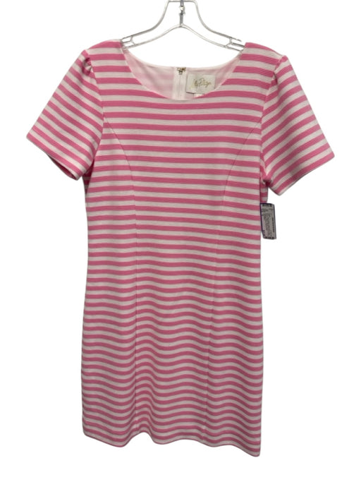 Lilly Pulitzer Size 10 Pink & White Cotton Blend Short Sleeve Striped Dress Pink & White / 10