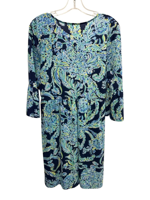 Lilly Pulitzer Size Medium Blue, Green, Yellow Cotton Long Sleeve seaweed Dress Blue, Green, Yellow / Medium
