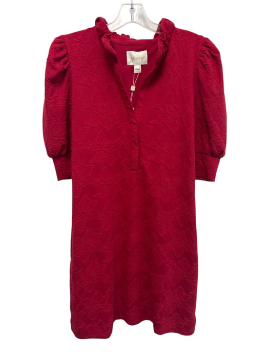Lilly Pulitzer Size Large Red Cotton Blend Half Sleeve Jacquard Floral Dress Red / Large
