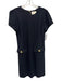 Lilly Pulitzer Size 10 Black Rayon Blend Short Sleeve Floral Buttons Dress Black / 10