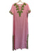 Lilly Pulitzer Size 8 Pink & Green Cotton Short Sleeve Embellished V Neck Dress Pink & Green / 8