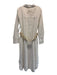 Calypso St. Barth Size Large White & Beige Linen Blend Long Sleeve eyelet Dress White & Beige / Large
