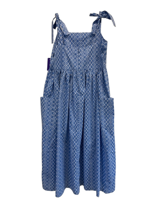 Beaufort Bonnet Company Size Large Blue & White Cotton Blend Tie Straps Dress Blue & White / Large