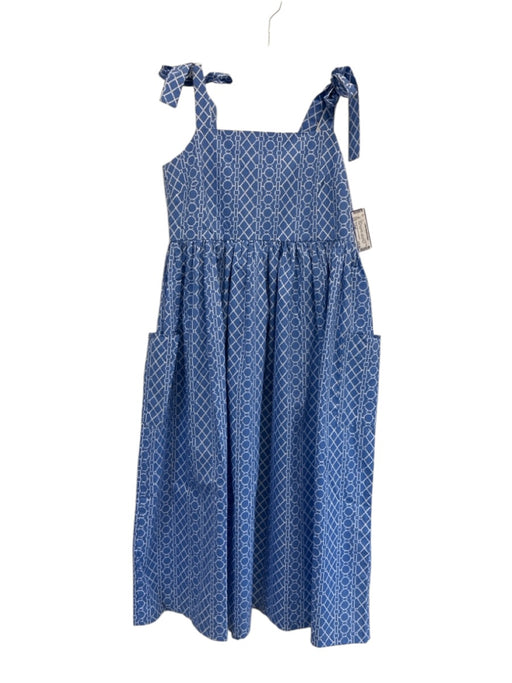 Beaufort Bonnet Company Size Large Blue & White Cotton Blend Tie Straps Dress Blue & White / Large