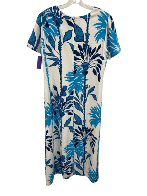 Lilly Pulitzer Size 6 Blue, Navy, White Polyester Short Sleeve Floral Maxi Dress Blue, Navy, White / 6
