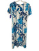 Lilly Pulitzer Size 6 Blue, Navy, White Polyester Short Sleeve Floral Maxi Dress Blue, Navy, White / 6