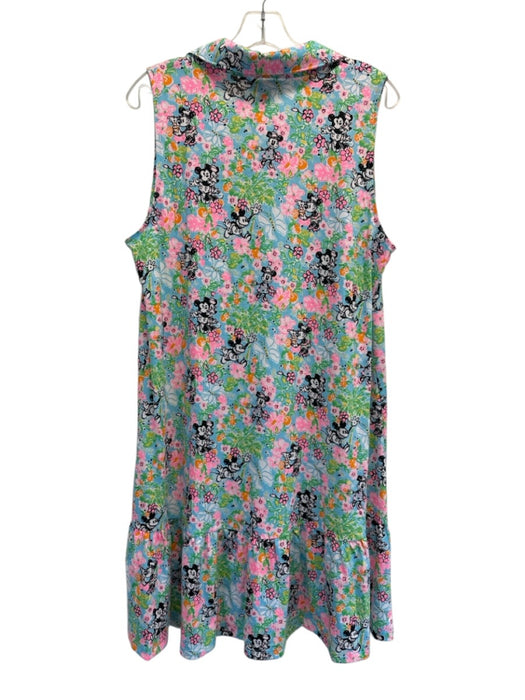 Lilly Pulitzer Size Large Blue, Pink, Green Cotton Sleeveless Floral Dress Blue, Pink, Green / Large