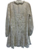 Lilly Pulitzer Size 12 Gold & White Silk Blend Long Sleeve Floral Tiered Dress Gold & White / 12