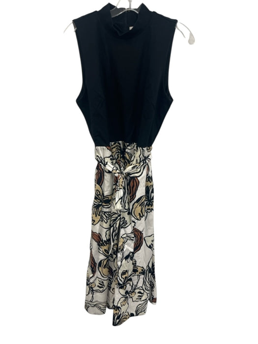 Lilly Pulitzer Size 8 Black, White, Beige Rayon Blend Sleeveless Floral Dress Black, White, Beige / 8