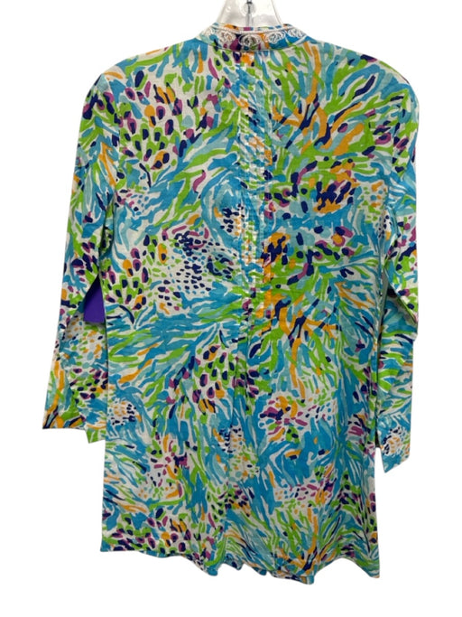 Lilly Pulitzer Size XS Blue, Green, Orange Cotton Long Sleeve Embellished Top Blue, Green, Orange / XS
