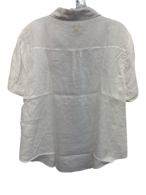 Lilly Pulitzer Size XL White Linen Short Sleeve Button Front Patch Pocket Top White / XL