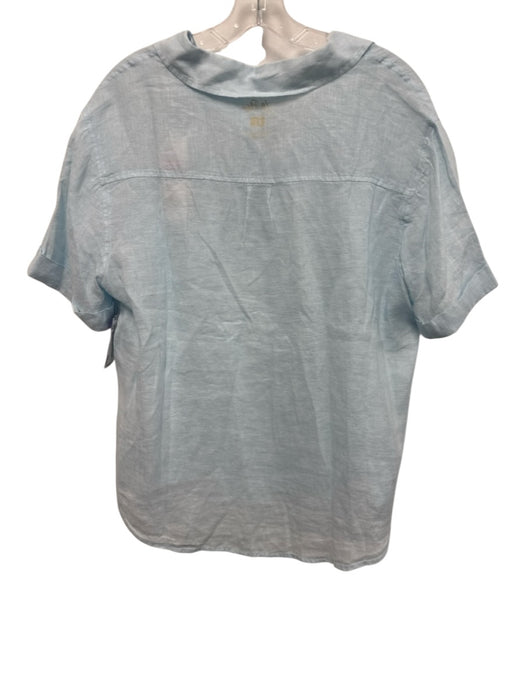 Lilly Pulitzer Size XL Light Blue Linen Short Sleeve Button Front Collar Top Light Blue / XL