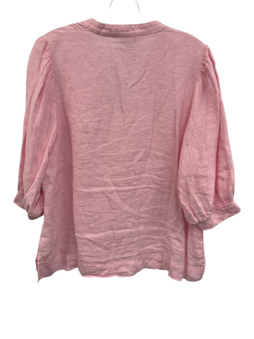 Lilly Pulitzer Size 12 Pink Linen Half Sleeve Shirred Top Pink / 12