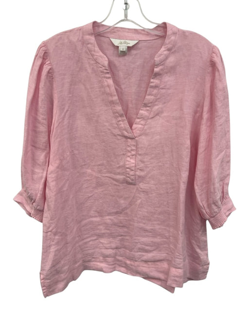 Lilly Pulitzer Size 12 Pink Linen Half Sleeve Shirred Top Pink / 12
