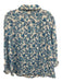 Lilly Pulitzer Size XL Blue & White Linen Long Sleeve Seashell Print Collar Top Blue & White / XL