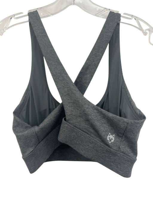 Greyson Size Large Gray Nylon Blend Criss Cross Heathered Athletic Bra Gray / Large