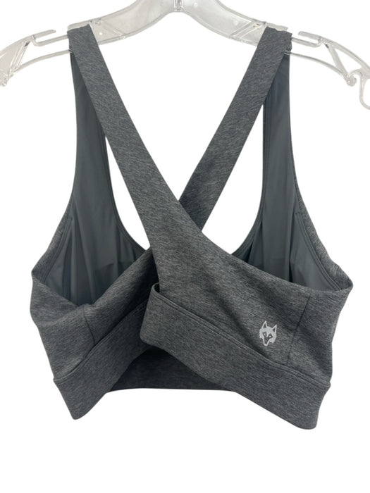 Greyson Size Large Gray Nylon Blend Criss Cross Heathered Athletic Bra Gray / Large