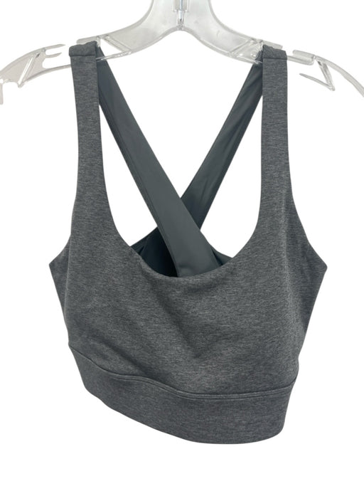 Greyson Size Large Gray Nylon Blend Criss Cross Heathered Athletic Bra Gray / Large