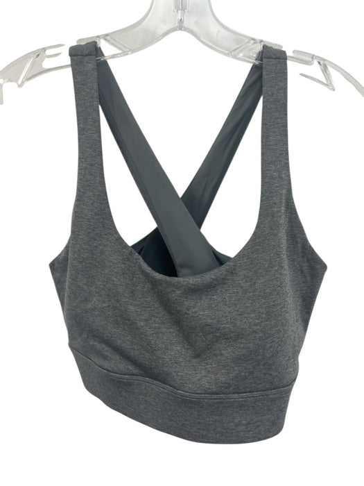 Greyson Size Large Gray Nylon Blend Criss Cross Heathered Athletic Bra Gray / Large