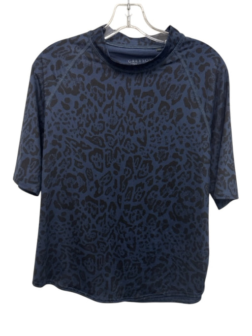 Greyson Size Large Navy Blue Polyester Blend Short Sleeve Ocelot Athletic Top Navy Blue / Large