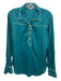 Kayce Hughes Size 4 Teal Green Viscose Long Sleeve Piping Quarter Button Top Teal Green / 4