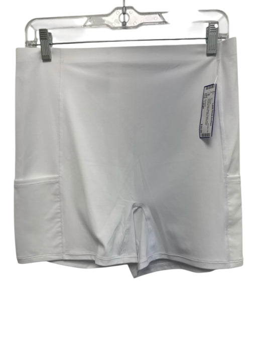 Greyson Size Large White Nylon Blend Elastic Waist Pockets Mesh Biker Shorts White / Large