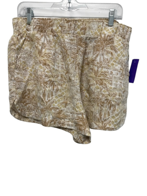 Lilly Pulitzer Size XL Beige, Brown, White Linen Elastic Waist Pockets Shorts Beige, Brown, White / XL