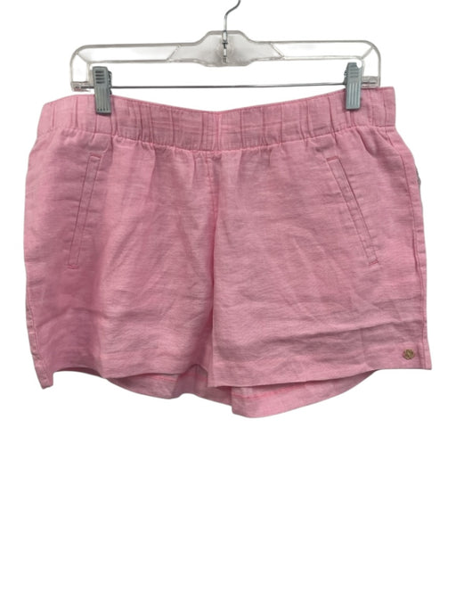 Lilly Pulitzer Size Large Pink Linen Elastic Waist Welt Pockets Shorts Pink / Large