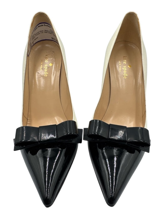 Kate Spade Shoe Size 8 Black & White Leather Pointed Toe Bow Detail Patent Pumps Black & White / 8